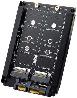 Aomoproing Dual NGFF B+M Key M.2 SSD Card JOBD Raid0 Span Bridge to 2.5inch SATA Combo HDD Disk Drive Enclosure