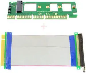 Aomoproing  NGFF M-key NVME AHCI SSD to PCI-E 3.0 16x x16 Vertical Adapter with Cable Male to Female Extension