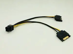 PCI-E PCIe PCI Express Dual 15Pin SATA Male to 6pin Graphics Video Display Card Dual SATA to 6pin Power Cable for ETH BTC Mining