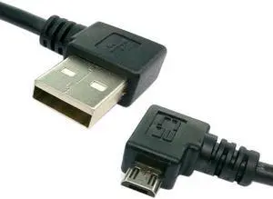 Aomoproing Right angled 90 Degree Micro USB Male to USB Left Angled Data Charge Cable 0.2m