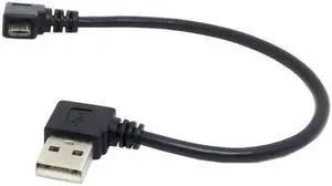 Aomoproing Left angled 90 degree Micro USB 5pin Male to Left Angled USB Data Charge Cable 20cm for Cell phoneTablet