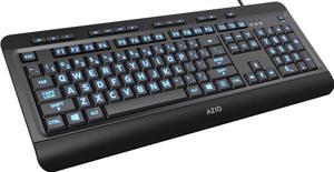 A-zi-o Vision Backlit Computer Keyboard - Wired USB Keyboard with LARGE PRINT keys and 3 Interchangeable Backlight Colors
