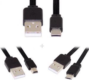 Aomoproing 3pcs/lot 13cm USB 2.0 Type-A to Mini Micro USB Type-C Male Data Flat Slim FPC Cable for FPVDiskPhone