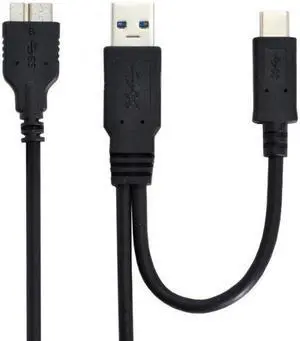 Aomoproing Combo USB-C USB 3.1 Type-CUSB3.0 Type-A Host to Micro USB 3.0 Target Data Cable for Disk