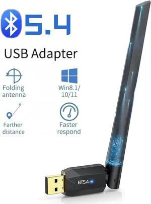 Bluetooth 5.4 Adapter for PC, 150M Long Range USB Bluetooth Dongle BT 5.4 EDR USB Adapter for PC Wireless Mouse Keyboard Audio Receiver Transmitter, Compatible with Windows 11/10/8.1