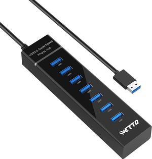 7 Port USB Hub 3.0, USB 5Gbps Data Transmission Hub Splitter 7-Ports, Computer Networking Hubs for Laptop, PC, MacBook, Mac Pro/Mini, PS4/5, XPS, Surface Pro, Galaxy Series, Mobile HDD, and More