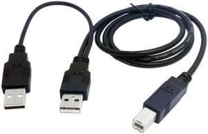 Aomoproing Dual USB 2.0 Male to Standard B Male Y Cable 80cm for PrinterScannerExternal Hard Disk Drive