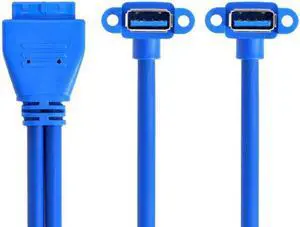 Aomoproing Up Angled USB 3.0 A Type Dual Female to Motherboard 20Pin 19 Pin Box Header Slot Panel Mount Cable 50cm Aomoproing Up Angled USB 3.0 A Type Dual Female to Motherboard 20Pin 19 Pin Box Header Slot Panel Mount Cable 50cm