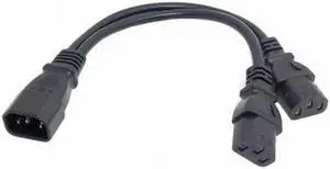 Aomoproing Single C14 to Dual C13 5-13R Short Power Y Type Splitter Adapter Cable Cord