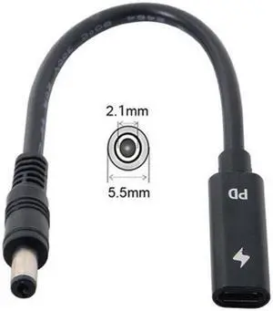 Aomoproing Type C USB-C Female Input to DC 5.5*2.1mm Power PD Charge Cable fit for Laptop 18-20V Aomoproing Type C USB-C Female Input to DC 5.5*2.1mm Power PD Charge Cable fit for Laptop 18-20V