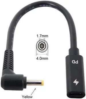 Aomoproing Type C USB-C Female Input to DC 4.0*1.7mm Power PD Charge Cable fit for Laptop 18-20V Aomoproing Type C USB-C Female Input to DC 4.0*1.7mm Power PD Charge Cable fit for Laptop 18-20V