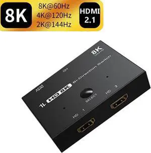 HDMI 2.1 Switcher Bi-Direction 2 in 1/ 1 in 2 8K@60Hz 4K@120Hz Ultra HD KVM Switcher Adapter for PS4/5 TV Box HDTV Xbox Projector
