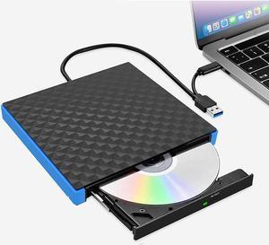 External CD DVD Drive for Laptop, Type C & USB 3.0 External DVD Drive, 24x CD 8x DVD Super Fast Speed CD/DVD +/-RW Burner Reader, Optical DVD Drive for Windows, Linux, Mac OS Laptop Desktop PC