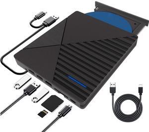External CD DVD Drive, 7-in-1 Portable CD DVD +/-Rw Reader Disk Drive Slim DVD/CD Burner Player, USB 3.0 and Type-C Optical DVD Drive ROM Burner Rewriter for Laptop PC Windows 10/8/7/XP Mac OS