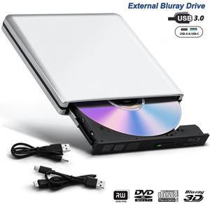 Aluminum External Blu Ray Drive, Support 25G Disc Read/Write Bluray Drives, USB 3.0 and Type-C Portable 3D Blu-Ray BD DVD CD Burner for Laptop PC Compatible with Mac OS Windows XP/7/8/10/11