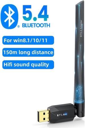 USB Bluetooth 5.4 Adapter for PC, USB Bluetooth Dongle 5.4 EDR Adapter for Laptop Keyboard Mouse Headsets Speakers, 150M Long Range Bluetooth Adapter Supports Windows 11/10/8.1(Plug and Play)