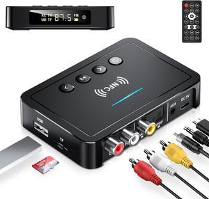 Bluetooth Transmitter, 3-in-1 Bluetooth 5.0 Transmitter Receiver Adapter, FM Transmitter with RCA/AUX Cable, Wireless Audio Adapter for Stereo System/TV/PC/Headphones/Speakers