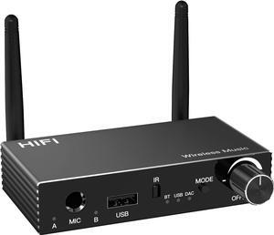 Bluetooth 5.3 Receiver, TV Bluetooth Transmitter, Wireless Audio Adapter for Home Stereo/Headset/Speaker/Home Theater/Mobile Phone/TV/PC/car, Microphone Support, Coaxial USB RCA AUX 3.5 mm