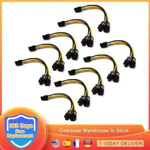 10Pcs 8 Pin PCI Express to Dual PCIE 6+2 Pin Power Cable BTC Mining GPU Motherboard Graphics Card Power Data Cable Splitter 20cm