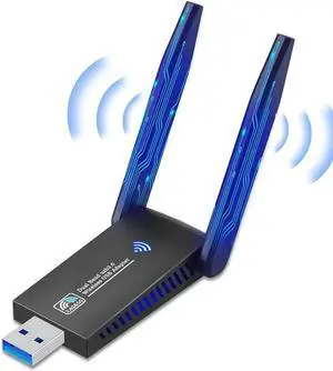 USB WiFi Adapter for PC Laptop Desktop, AC1300M 2.4GHz/5.0GHz Band USB 3.0 WiFi Wireless Adapter Network Dongle w/High Gain 5dBi Dual Enhanced Antenna for Windows 11 10 8.1 8 7 XP Vista