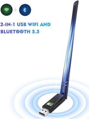 Bluetooth Dongle for PC, 2 in 1 USB WiFi Adapter & Bluetooth 5.3 Adapter, 900Mbps USB WI-FI Dongle, 5DBi Antennas High Gain Dual Band 2.4GHz&5GHz, USB WiFi Adapter Support Windows 11/10