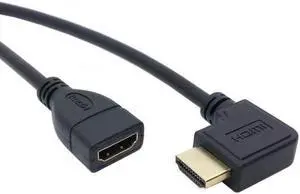 Aomoproing Right Angled 90 Degree Connector HDMI 1.4 with Ethernet3D Type A male to A female Extension Cable 0.5m