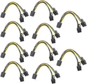 10pcs PCI-E 6-Pin To Dual 6+2-Pin (6-Pin/8-Pin) Power Splitter Cable Graphics Card 6Pin To Dual 8Pin PCIE Express Power Cable