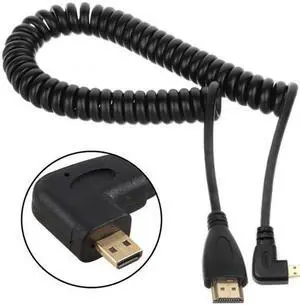 Aomoproing Stretch Left Angled 90 Degree Micro HDMI to HDMI Male HDTV Cable for Cell PhoneTabletCamera Aomoproing Stretch Left Angled 90 Degree Micro HDMI to HDMI Male HDTV Cable for Cell PhoneTabletCamera