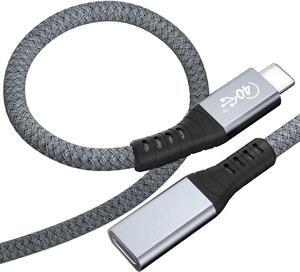 USB4 Extension Cable 1.64FT / 0.5M, Thunderbolt 3 & 4 Extension Cable, USB C 4.0 Support PD 100W 20V5A, 40Gbps Transfer, 8K@60Hz, 6K/4K@60Hz Video for Dell/HP, Mac-Book, i-Mac, Dell XPS