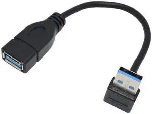 Aomoproing Up Angled USB 3.0 Type-A Male to USB 3.0 Type-A Female Extension Cable 20cm 5Gbps 90 Degree