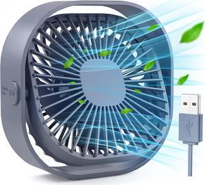 Small USB Desk Fan, 4 Inch Quiet Mini Table Fan, 3 Speeds Portable Desktop Fan, 360°Rotatable Little Personal Fan, Small Cooling Fan with USB Cable, Mini Fan for Home Office Bedroom Summer Gift