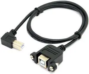 Aomoproing  Right angled USB B Male to Female extension cable with screws for Panel Mount 1m