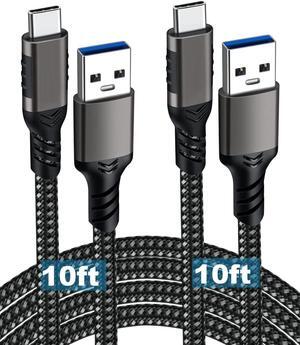USB A to USB C Cable [2 Pack 10ft], USB 3.1/3.2 Data Transfer and 60W 3A Fast Charging Cable, for Android Auto S-a-m s-u-n-g Galaxy S23 S22 S21 S20 Ultra and Other Type C Phone Laptop PC Devices