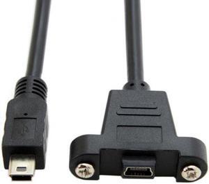 Aomoproing Panel Mount Type Mini USB 5Pin Male to Female Extension Adapter Cable with Screws 50cm