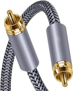 RCA Subwoofer Cable 3.3ft/1M Digital Coaxial Audio Cable Gold Plated RCA Male to Male SPDIF Cable for Subwoofer, Home Theater, Amplifier, TV-Grey
