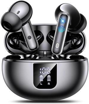 Wireless Earbuds Bluetooth 5.4 Earphones in Ear with Dual Noise Cancelling Mic, Transparency Mode Ear Buds Deep Bass Stereo Sound, 36H Playtime LED Display Wireless Headphones IP7 Waterproof