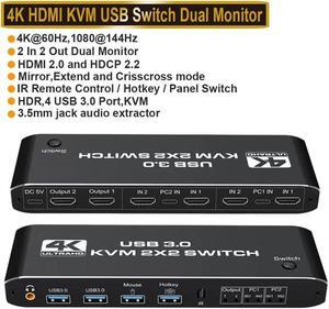 HDMI-compatible KVM Switch 4K 60Hz 2 Port Dual Monitor USB 3.0 KVM Switch 1080P USB KVM Switcher HDMI with USB 3.0 port