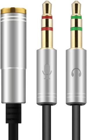 (2 Pack) Headphone Splitter for Computer 3.5mm Female to 2 Dual 3.5mm Male Headphone Mic Audio Y Splitter Cable Smartphone Headset to PC Adapter (Gray)