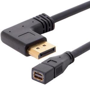 Aomoproing Right Angled DP DisplayPort 90 Degree to Mini DP DisplayPort Female Cable for Displays Monitors