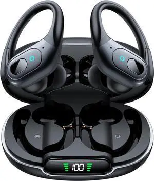Bluetooth Headphones Wireless Earbuds 90H Playback Sport Ear Buds with LED Display Charging Case in Ear Sweatproof Running Earphones with Earhook for Workout iOS Android Cellphones