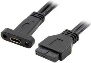 Aomoproing Single Port USB 3.1 Type C USB-C Female to USB 3.0 Motherboard 19pin Header Cable 40cm