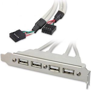 Aomoproing 4 Ports USB 2.0 Female Screw to Motherboard 9pin Header Cable with Bracket