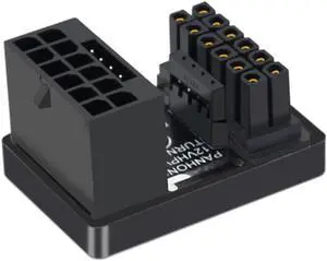 16P to 16P PCIe 5.0 Graphics Card Connector Adapter ATX3.0 Power Supply 12VHPWR 12+4 16P 600W Male/Female 180 Degree Steering Head - Mode A - Black
