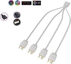 2 Pack 1.1ft 5V 3Pin Addressable RGB Splitter Cable Female to Male 1 to 4 ARGB Splitter Cord