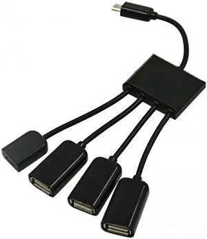 Aomoproing  Micro USB Host OTG 3 Port Hub Adapter Cable with Power for Galaxy S5 i9600 Note3 N9000 Cell PhoneTablet