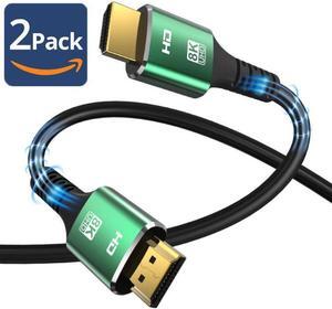 [3.3FT 2-Pack] 8K HDMI 2.1 Cable, 48Gbps Certified High Speed HDMI Cord (8K@60Hz, 4K@120Hz) HDCP 2.2&2.3, DTS:X, eARC,HDR10, Dynamic HDR, Compatible with Laptop Monitor UHD TV PS5 PS4 Dolby -Green