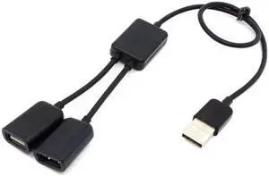 Aomoproing Black USB 2.0 Dual Ports Hub Cable Bus power For Laptop Mac Notebook PCMouseFlash Disk