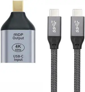 Aomoproing 10Gbps 100W Cable USB-C Type C Female Source to Mini Displayport DP Sink HDTV Adapter 4K 60hz 1080p for TabletPhoneLaptop