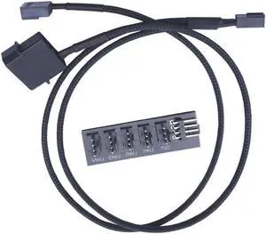 Fan Hub Splitter 1 to 5 Ports 4 Pin PWM Regulator 12V Power Cable Hub Adapter for CPU Cooler Case Chasis Cooling Fan