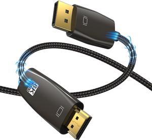 8K DisplayPort to HDMI Cable 3.3ft,Uni-Directional DP 1.4 to HDMI 2.1 Cable (32.4Gbps, 8K@30Hz, 4K@120Hz), Compatible for Lenovo ASUS Dell HP Insignia Samsung